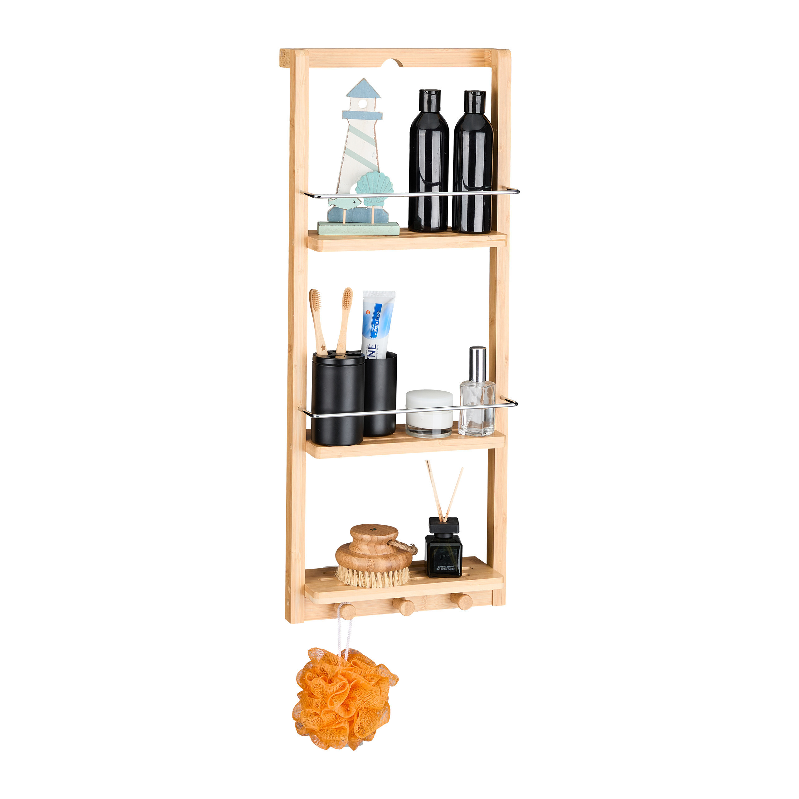 Bathroom Hanging Shelf In Natural - (w)28.5 X (h)70 X (d)10 Cm
