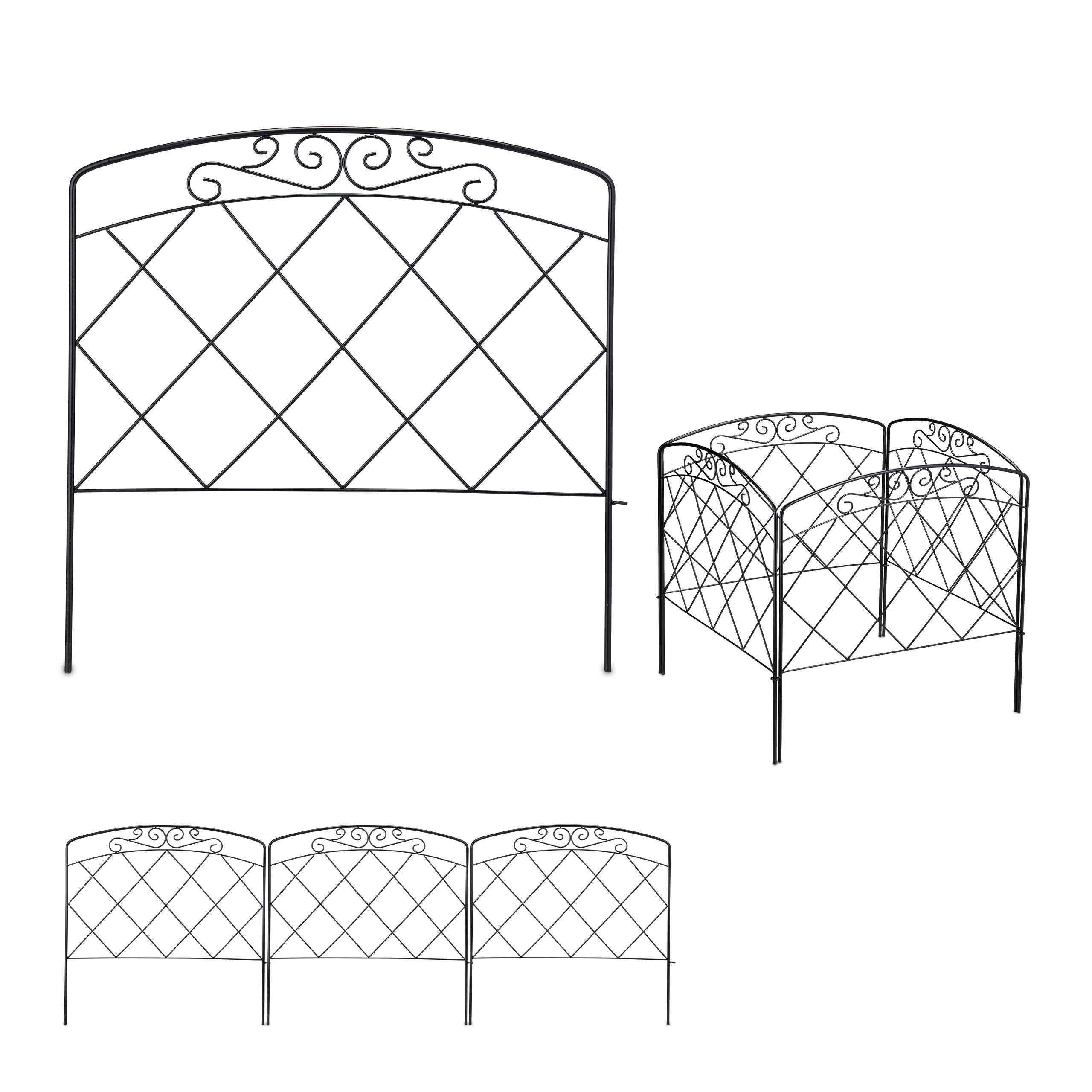 4-pack Black Garden Fence - 41.5 Cm (h)