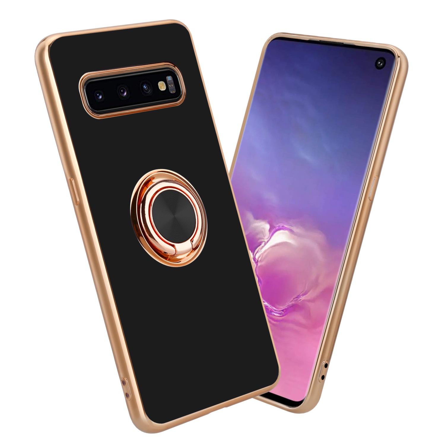Image of Case Compatible With Galaxy S10 Plus With Ring Protective Case Made Of Flexible Tpu Silicone With Camera Protection And Magnetic Car Holder