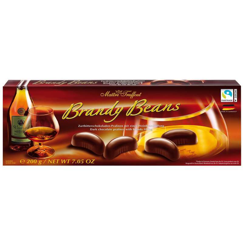 Master Truffout Brandy Beans Pralines - Wine Brandy Beans 6% Vol. 200g