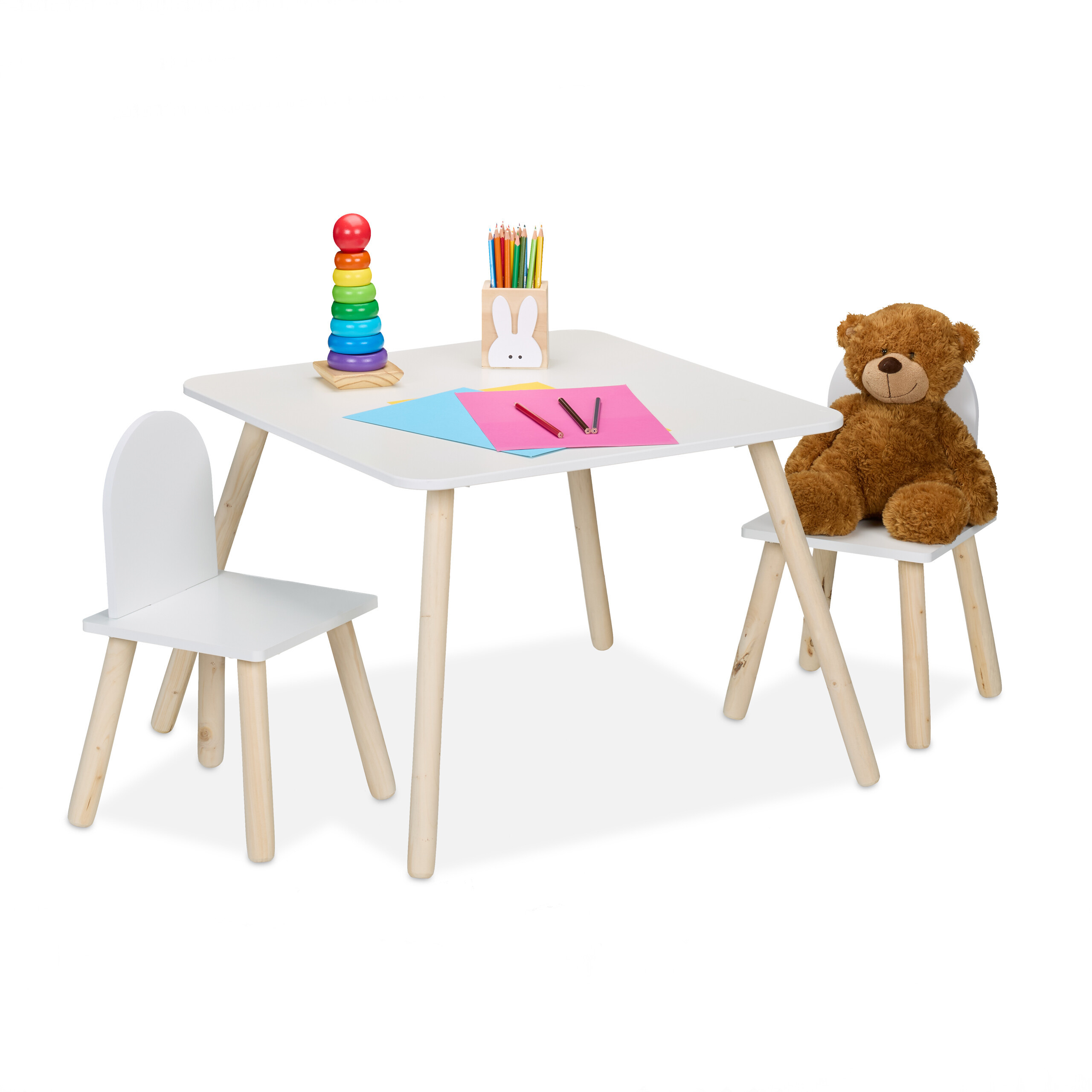 E-shop 3-tlg. Kindersitzgruppe in Weiß/ Natur