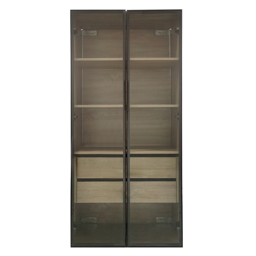 Image of Minimalist Glass Cabinet With Warm Brown Finish, High-quality Wood Look, Versatile Storage Space, Thoughtful Layout For Books, Clothing, And Decor, Easy Assembly For Bedroom And Living Room