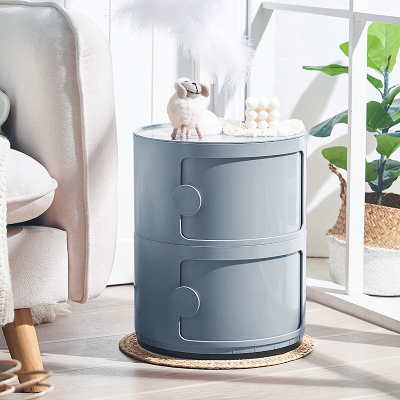 Grey Two-Layer Office Supplies Storage Cabinet