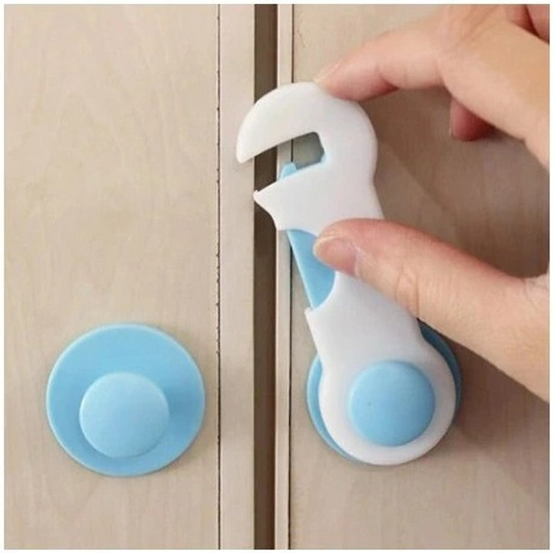 10-Komadni Bijeli i Plavi Sigurnosni Brave za Ormare i Ladice s Jakim Ljepilom za Zaštitu Djece
