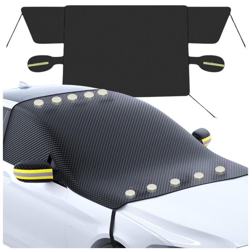 TEMU Anti-Frost-Schild für magnetische Windschutzscheibe Winter Schnee Sonnenschutz Groß XXL 10 Magnete Oxford 600D Schwarze Autoabdeckung für Auto
