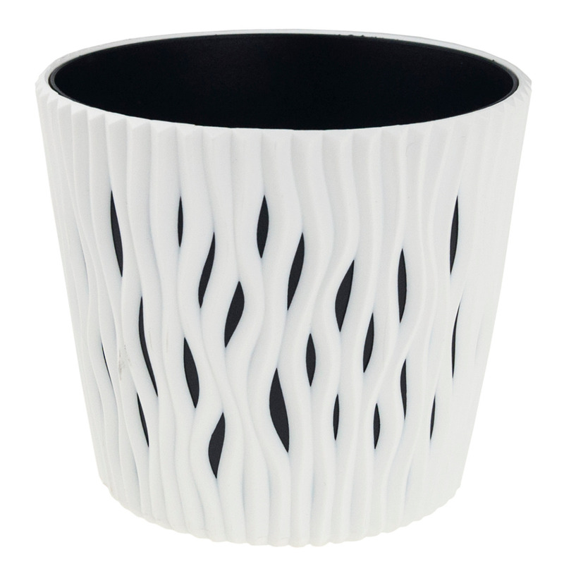 White Round Planter With Insert Decorative White Large 7.9l Cover