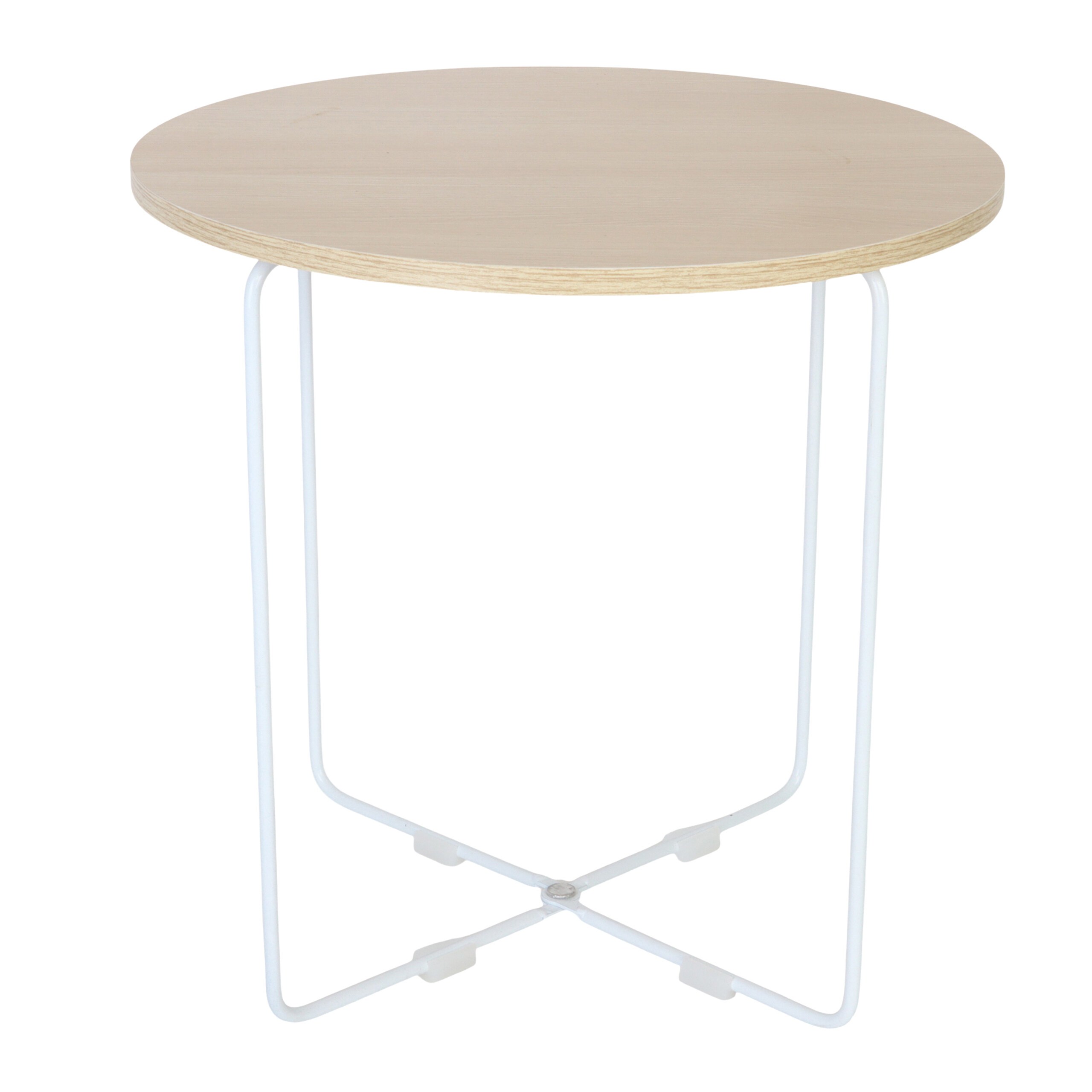 Side Table In Natural/white - (h)40 X Ø 40 Cm