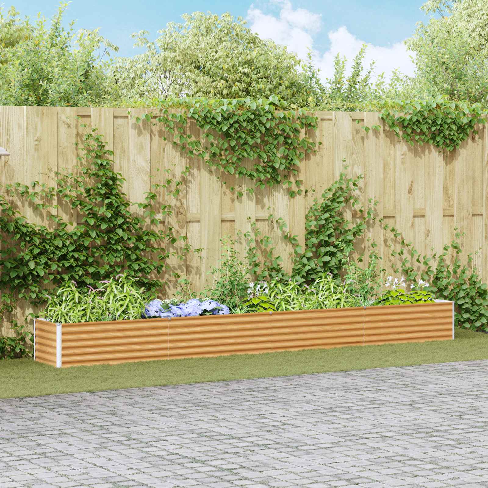 Image of Garden Bed Flower Pot Box High Bed Iron Planter Metal Garden Box Home Garden Planter Garden Decor Industrial Planter Decorative Garden Bed Outdoor Planter
