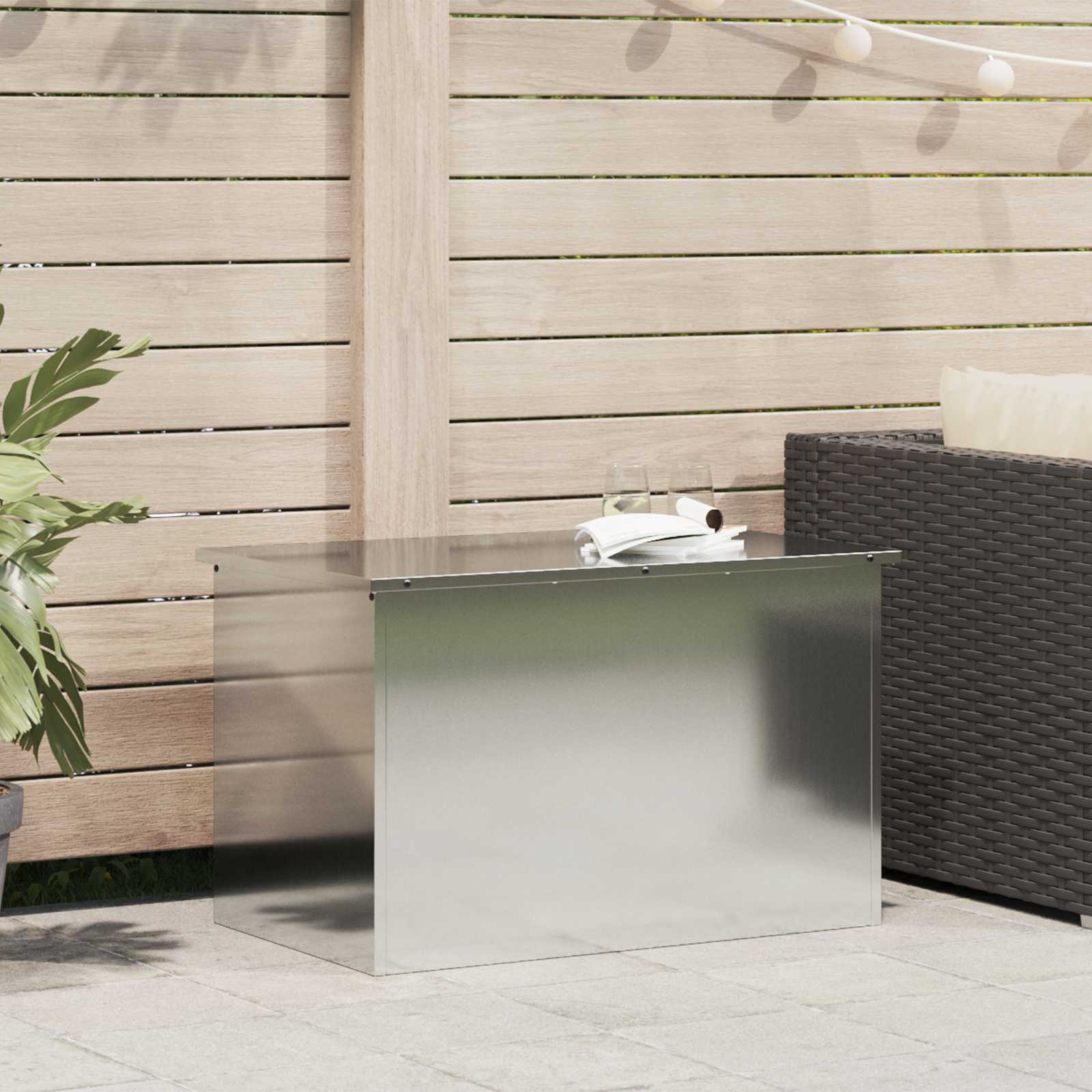 Image of Garden Storage Cushion Box, Galvanized Steel, 80 X 50.5 X 50 Cm, 175 L, Garden And Patio Box, Rectangular, Weatherproof, Durable Outdoor Organizer