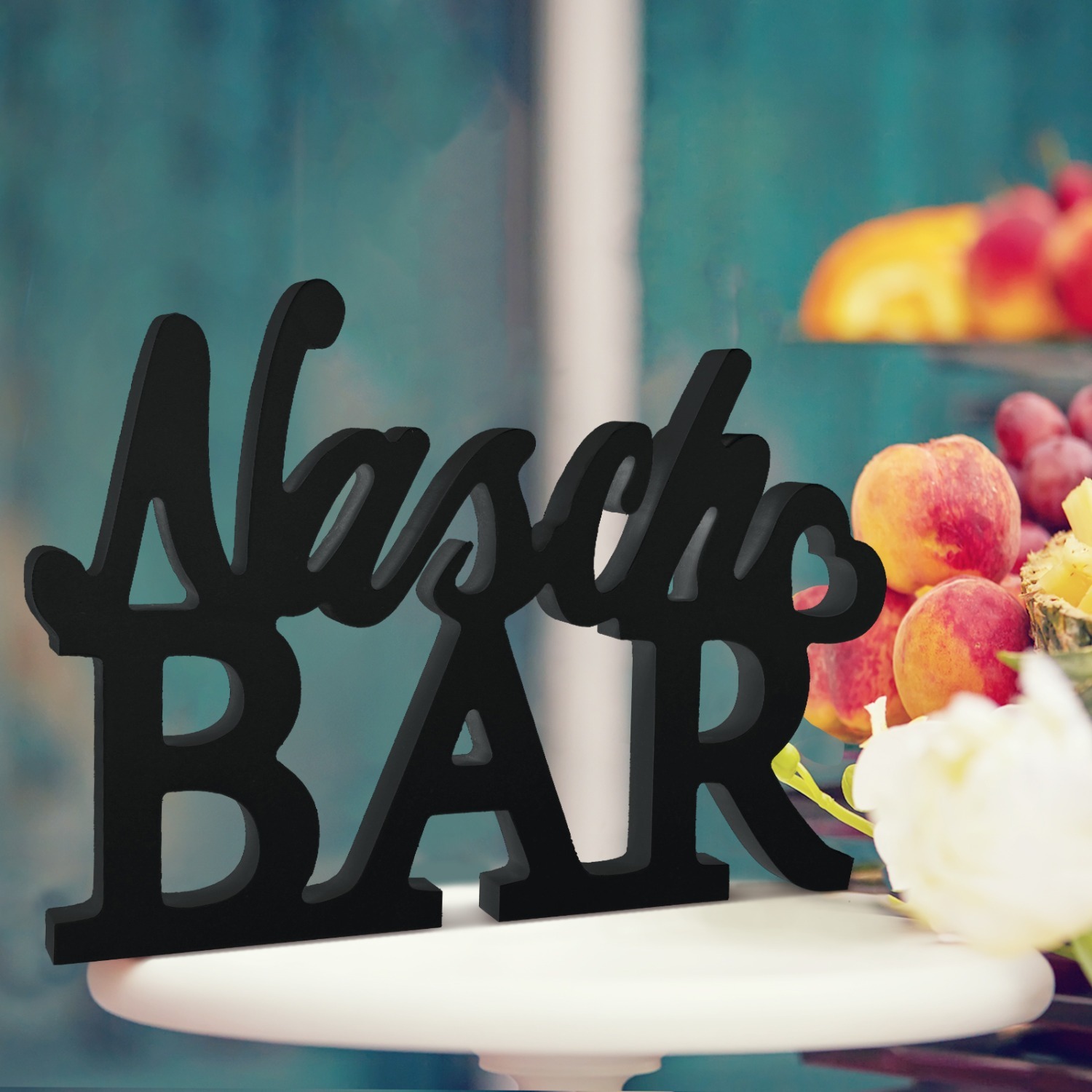 TEMU Bar Deko Holz Schwarz Dekoschriftzug Tischdeko Candy Bar Schild Candy Bar Zubehör Tisch Ornament Sweetsbar Tischdekoration für Hochzeit