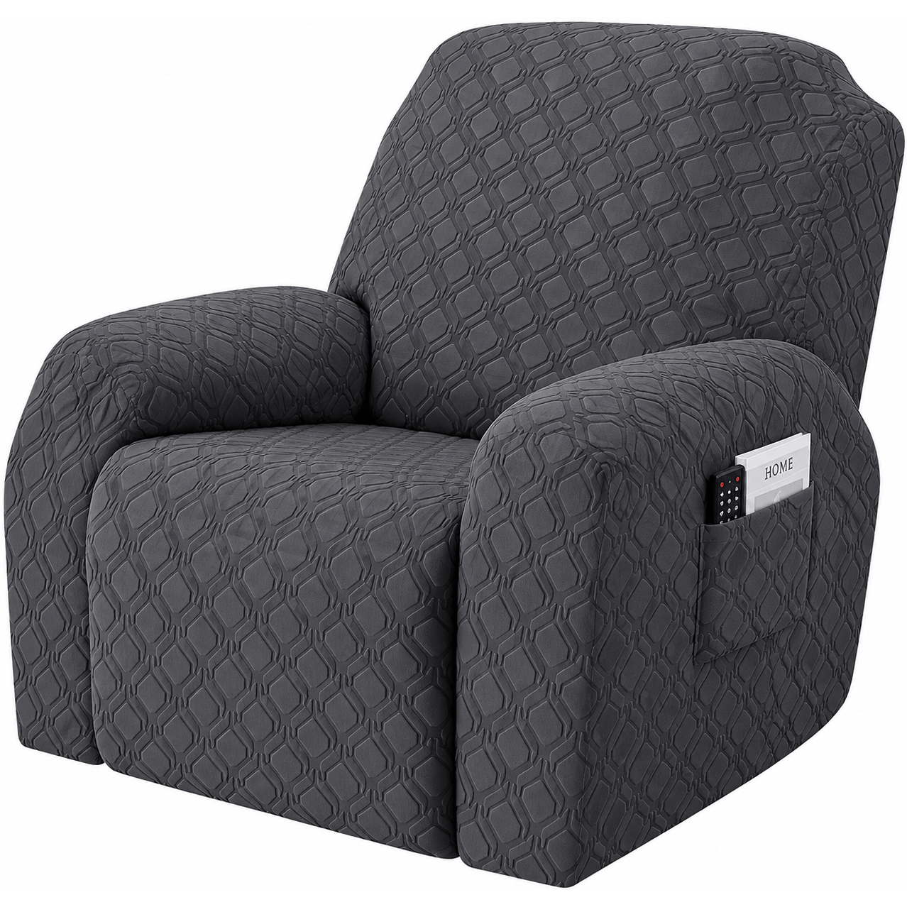 TEMU Atek 4pcs Stretch Recliner Chair Cover 1 Seater Grey Slipcover With Side Pocket