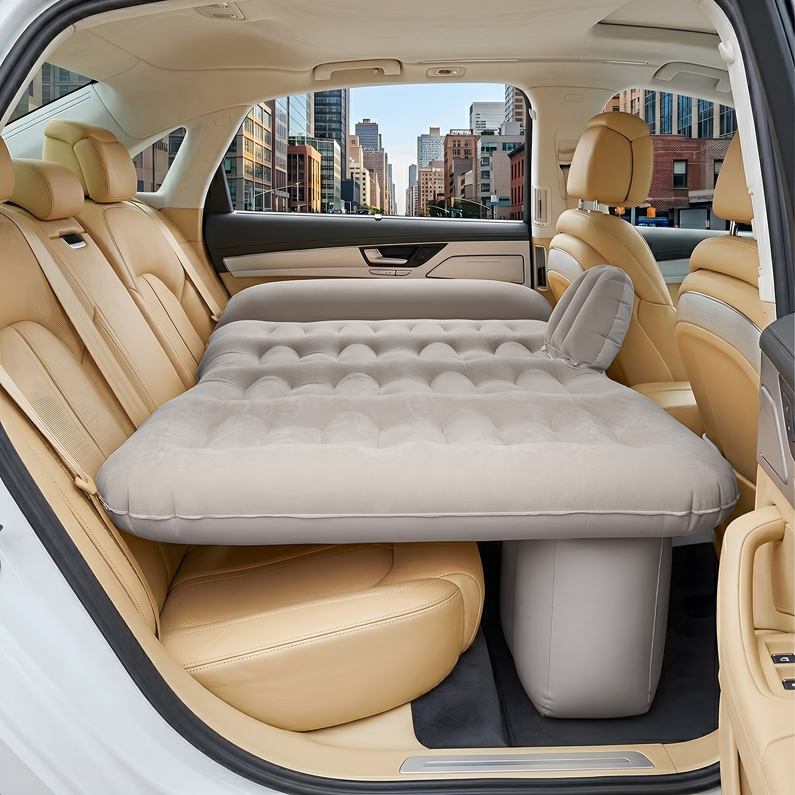 Car Rear Seat Double Automatic Inflatable Bed, Grey