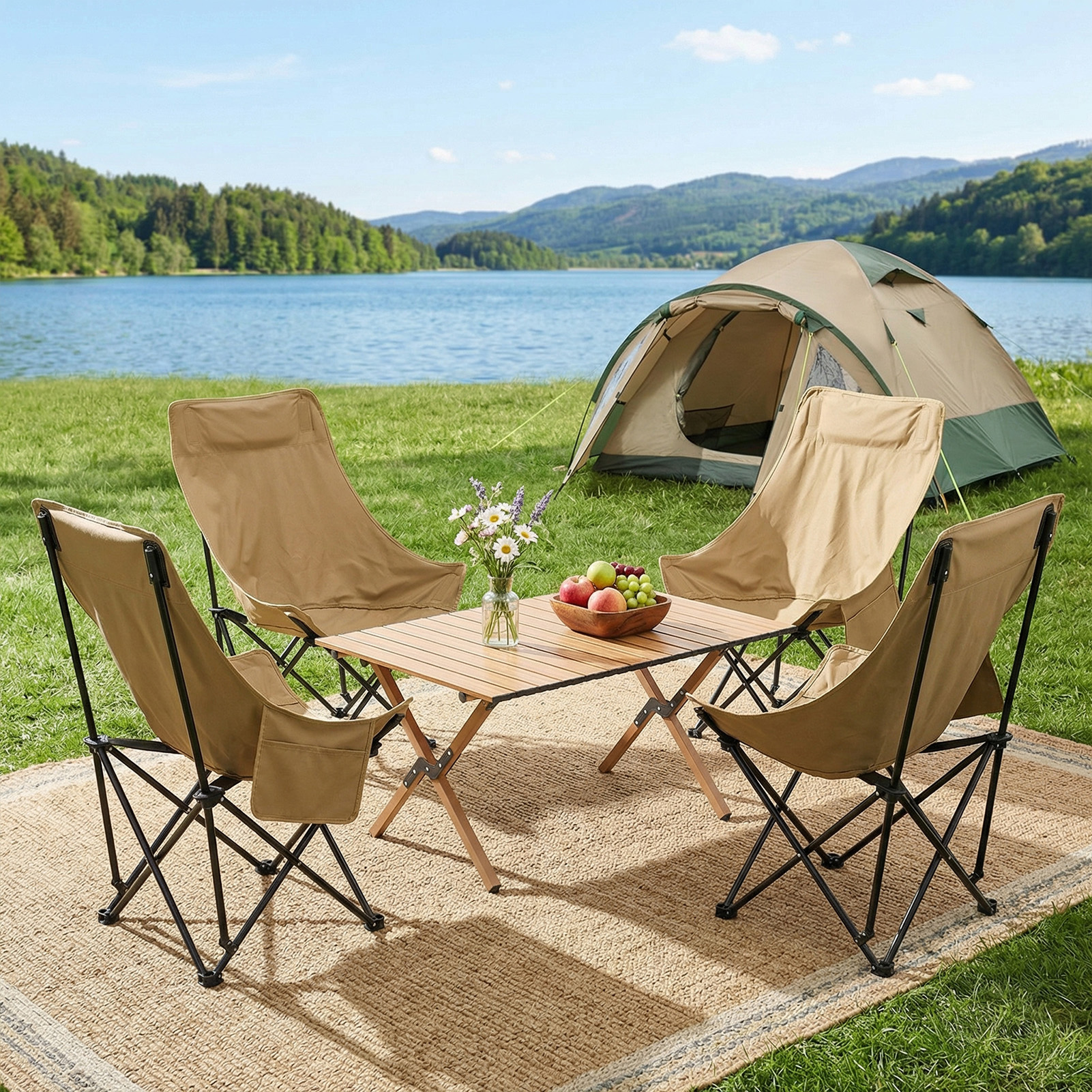 5pcs Outdoor Portable Table and Chairs Set