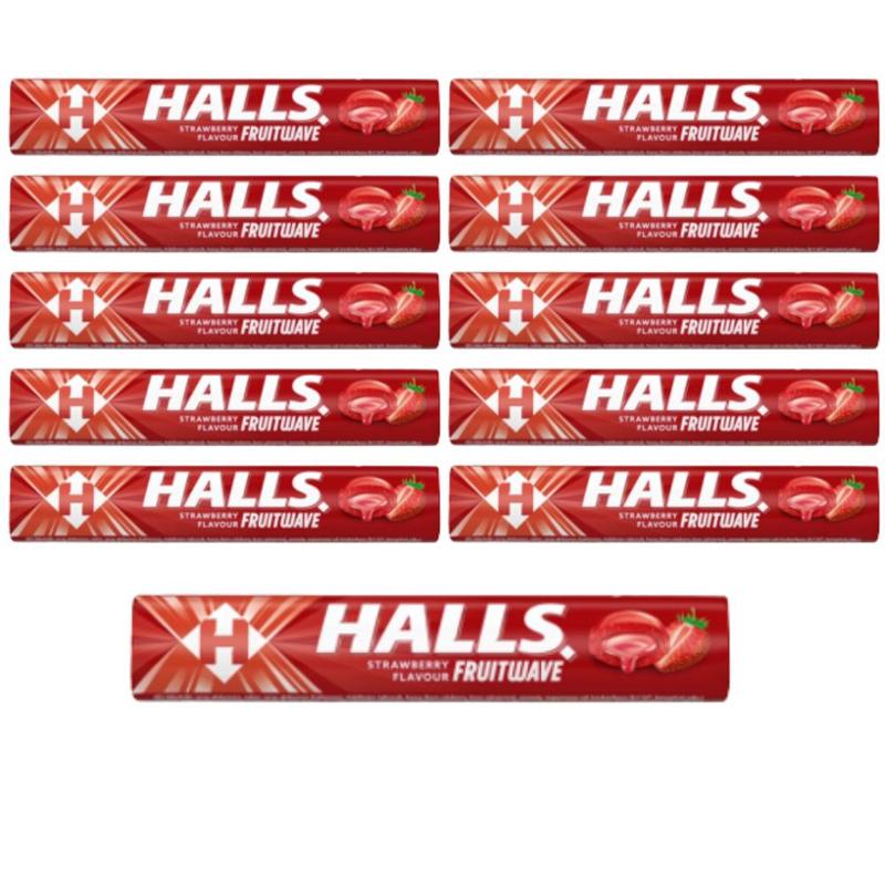 Image of Halls Strawberry Drops Candy With Fruit Juice 45 G X 10 Pieces