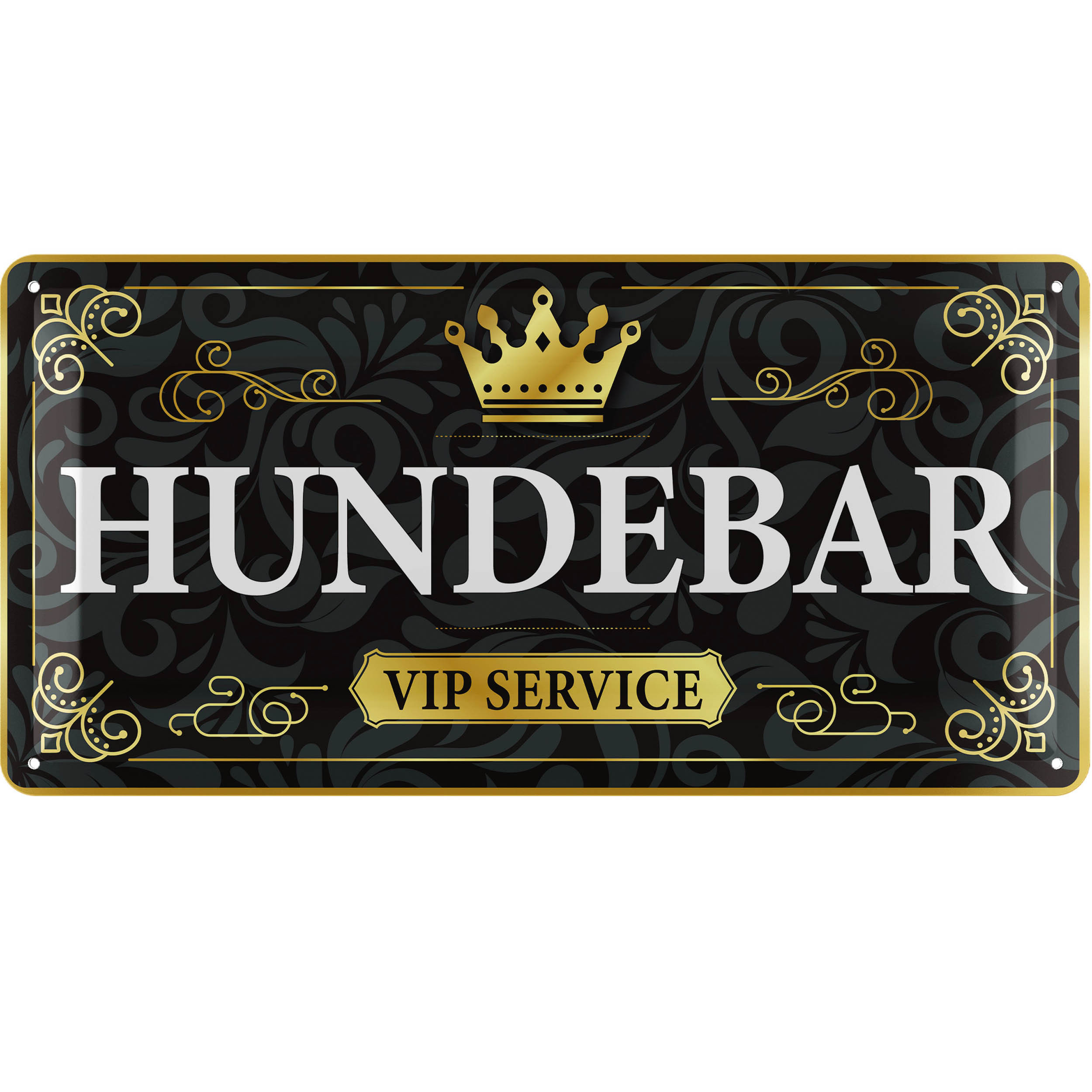 Image of Metal Sign "dog Bar" - Decorative Dog Gift For Dog Lovers - Vip Sign For Food Bowl Decoration - Gift For Dog Enthusiasts With Gold Effect, Metal Sign For Garden And Kitchen, 17x34 Cm