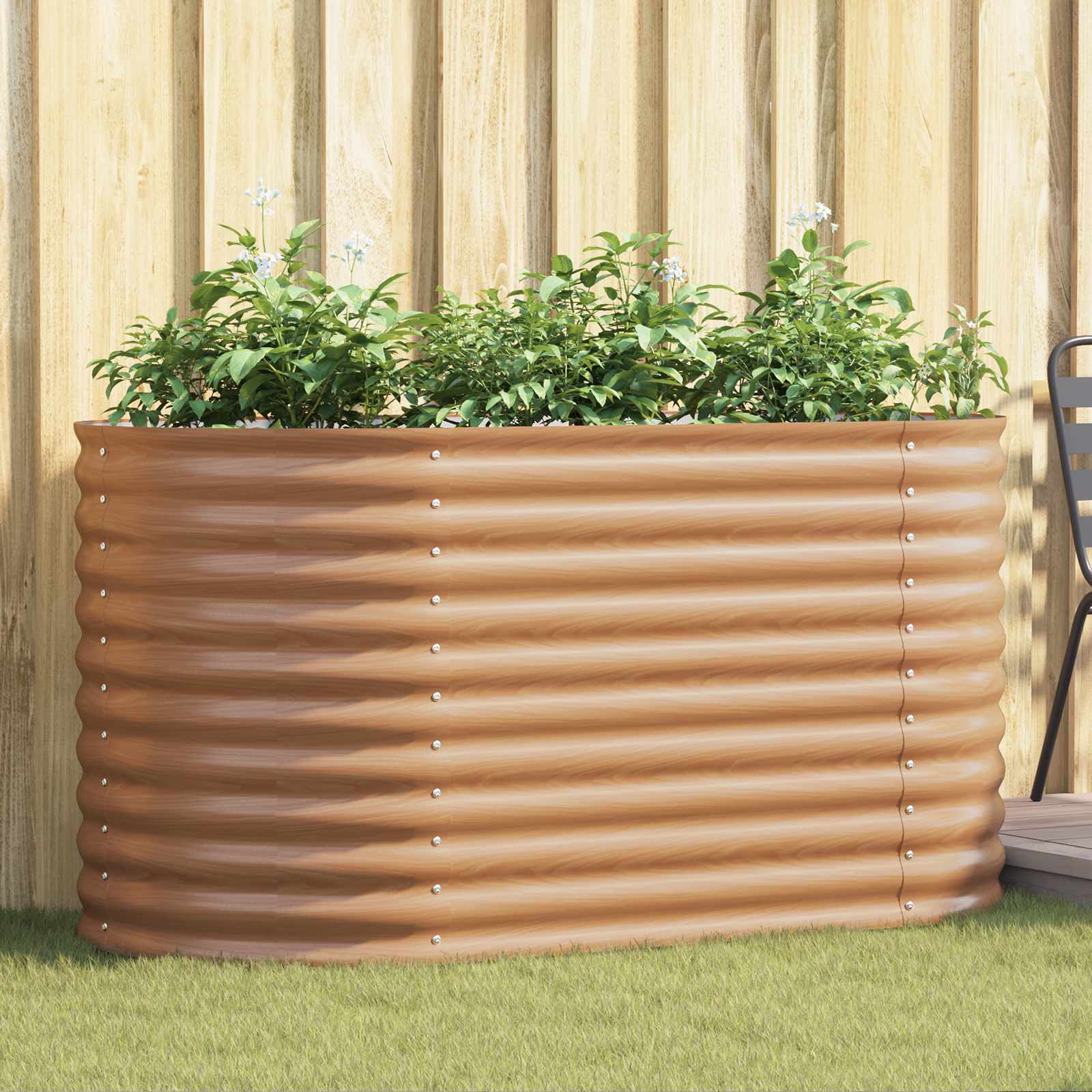 Image of Raised Garden Bed, Brown, 160 X 80 X 81 Cm, Steel, Durable And Modern Steel Planter For Garden And Terrace, For Flowers And Plants