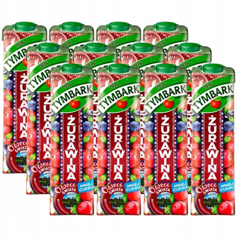 Image of Tymbark Fruits Of The World Multi-fruit Drink Cranberry 1 L X 12pcs