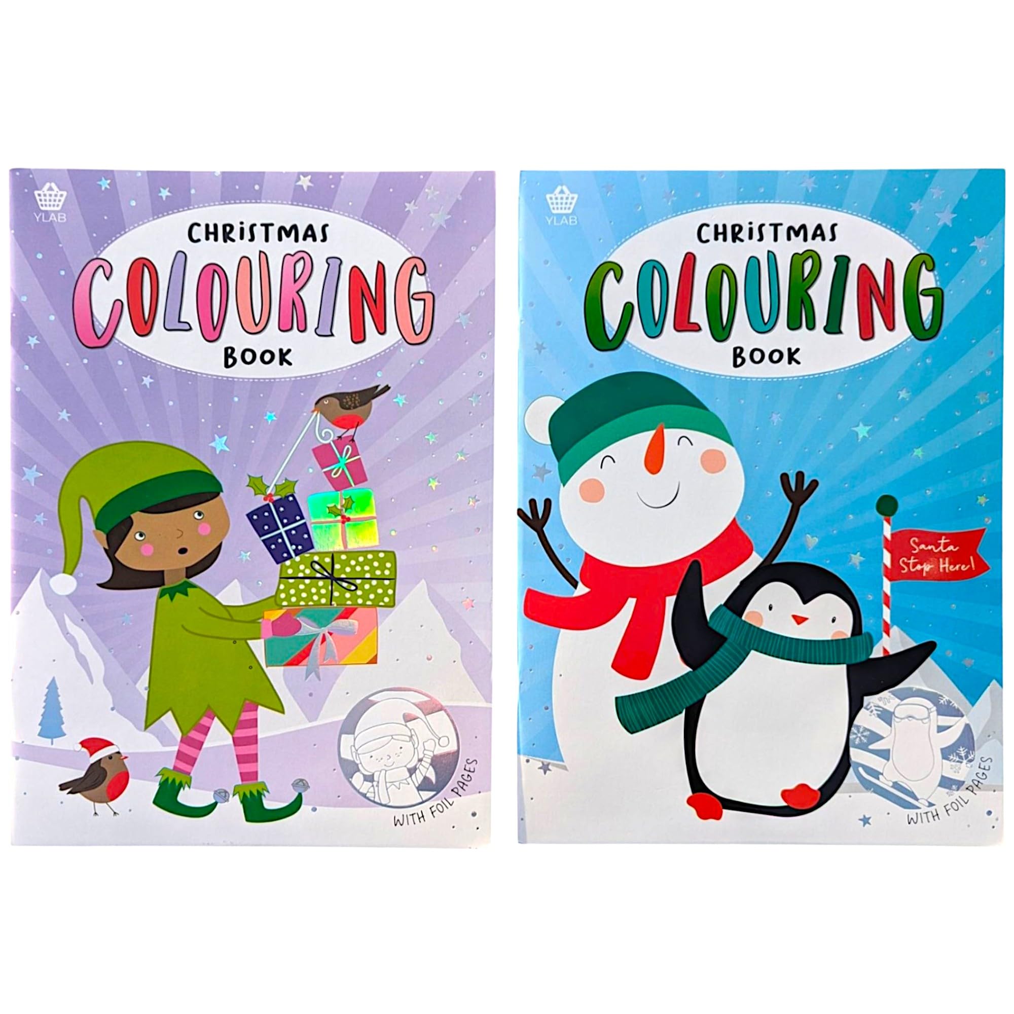 TEMU 2-pack Christmas Coloring Books – A4 Size – 4 Foil Pages + 20 Coloring Pages Per Book – Stocking Stuffer Gift For Kids Ages 3+