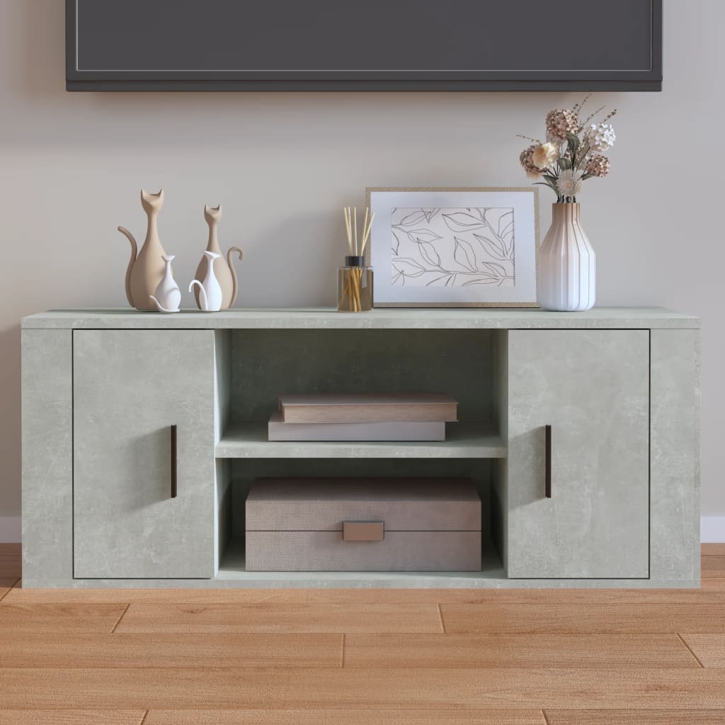 Image of Vidaxl Tv Cabinet Lowboard Tv Furniture Table Board Sideboard Tv Cabinet Tv Table Hifi Cabinet Living Room Concrete Gray 100x35x40cm Wood-based Material