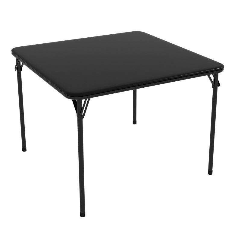 Image of Idealhouse Folding Table, 33.6-inch Portable Square Folding Card Table, Black Metal Folding Table With Pu Soft Cushion, Suitable For Living Room, Office, Camping