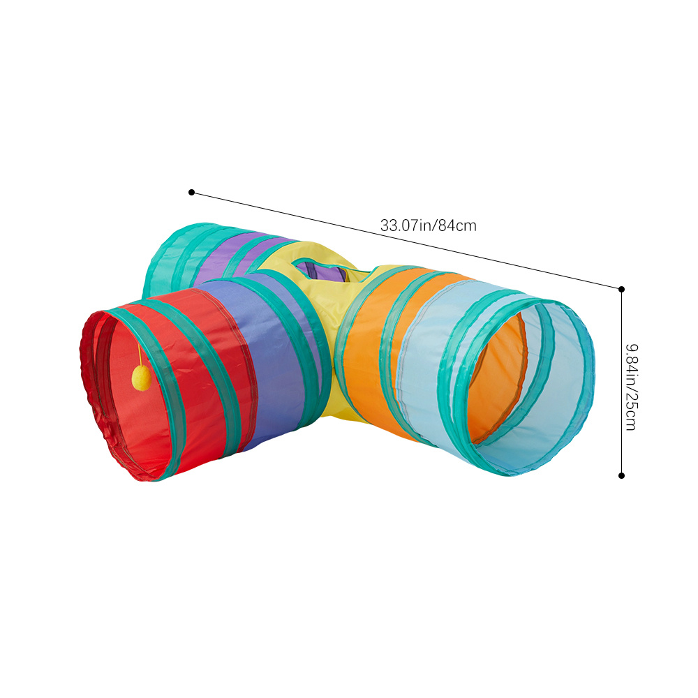 T-Shape Cat Tunnel with Hole and Hanging Ball