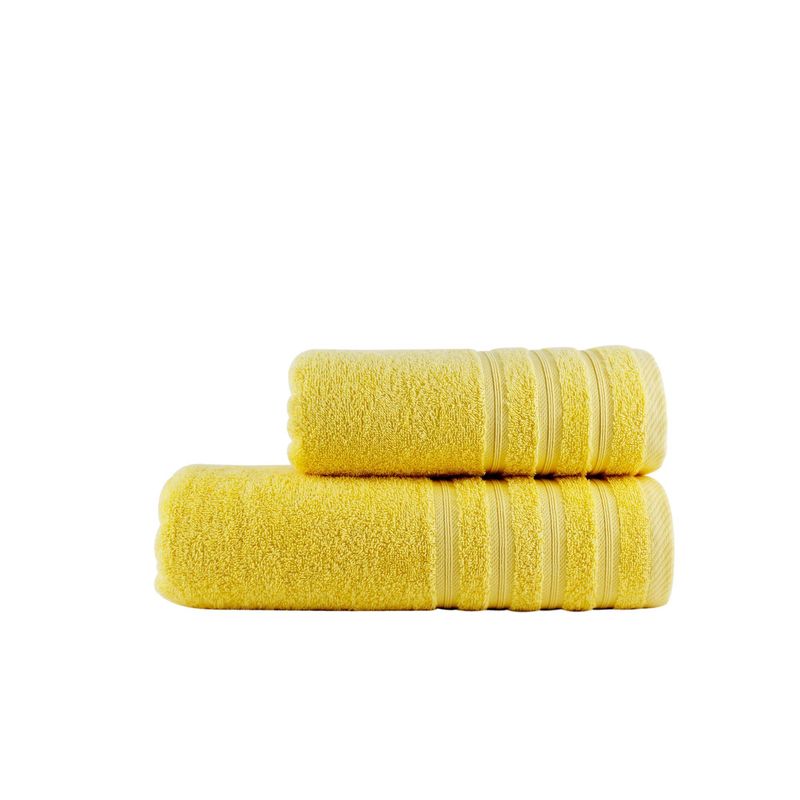 Terry Cloth Towel Set 2pcs, 50x100 And 70x140cm Yellow