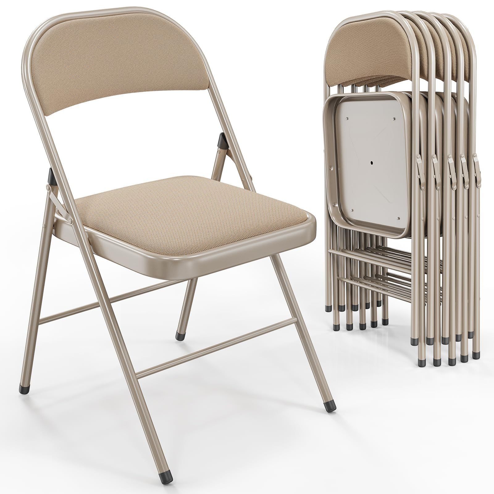 TEMU Set de 6 Chaises de Camping Pliantes Bonnlo, Design Empilable et Transportable, Cadre en Fer Robuste Charge Max 158 kg, Pour Intérieur/Extérieur