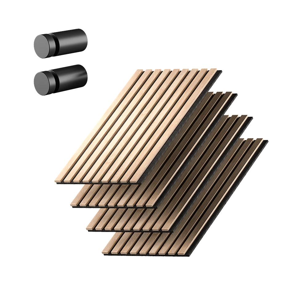 Image of Oak/black 4-piece Set Acoustic Panels, Soundproof Wall Panels, Acoustic Soundproof Panels, Mdf, 18mm, For