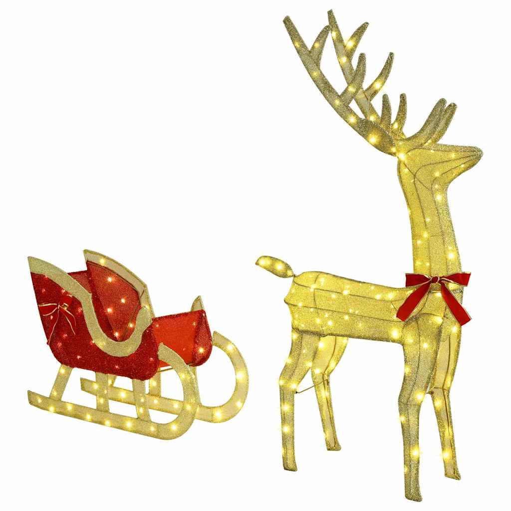 Reindeer Trek Sled Warm Wit 70 X 26 X 128.5 Cm, Reindeer Figuren Set, Reindeer Familie, voor Woonkamer, Slaapkamer, Terrassen, Balkons, Etc.