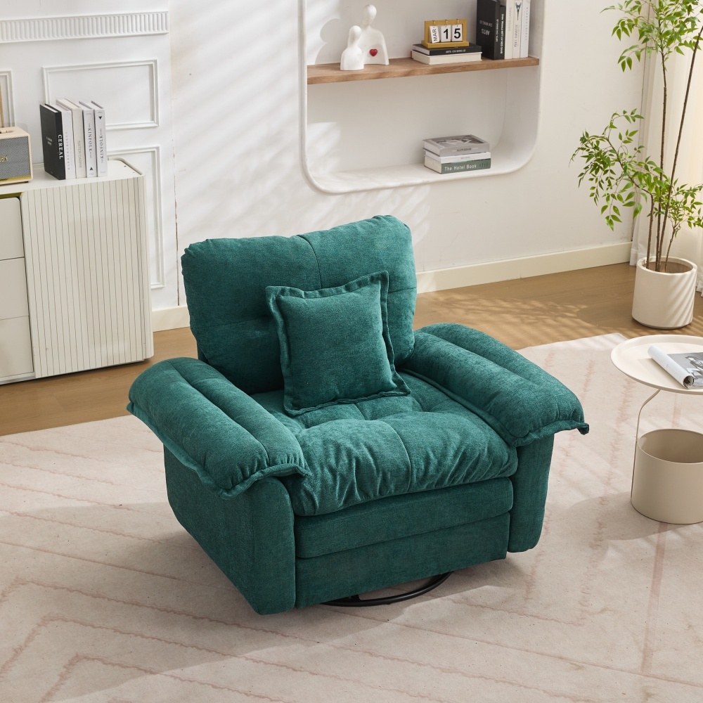 Image of Oversized Chenille Swivel Chair With Core – 360° Rotation, Double-layer Seat Cushion, , 136 Kg For Living Room, Bedroom