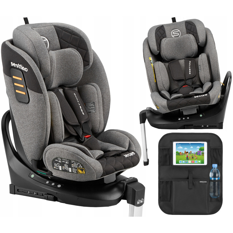 Sesttino Secure Pro Plus i-Size Rotirajuće 360° Auto Sjedalo | 40-150 cm | 0-36 kg | ISOFIX | Produženo Sjedalo za Nazad | Sigurnost & Udobnost za Malu Djecu & Djecu
