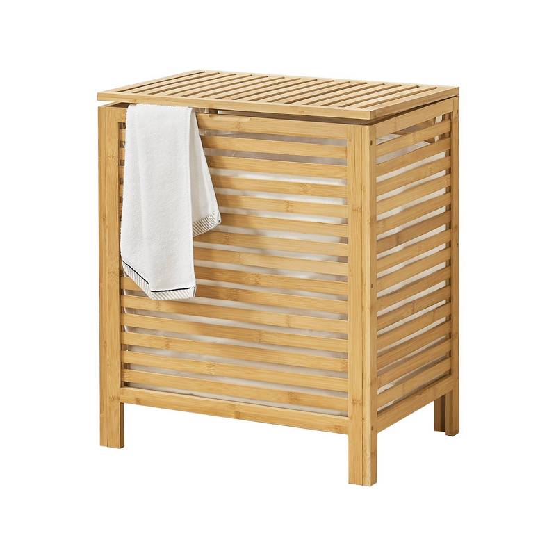 Bamboo Laundry Basket Skövde 50.5 X 35.5 X 60 Cm Laundry Hamper Laundry Collector With Removable Laundry Bag 65 L