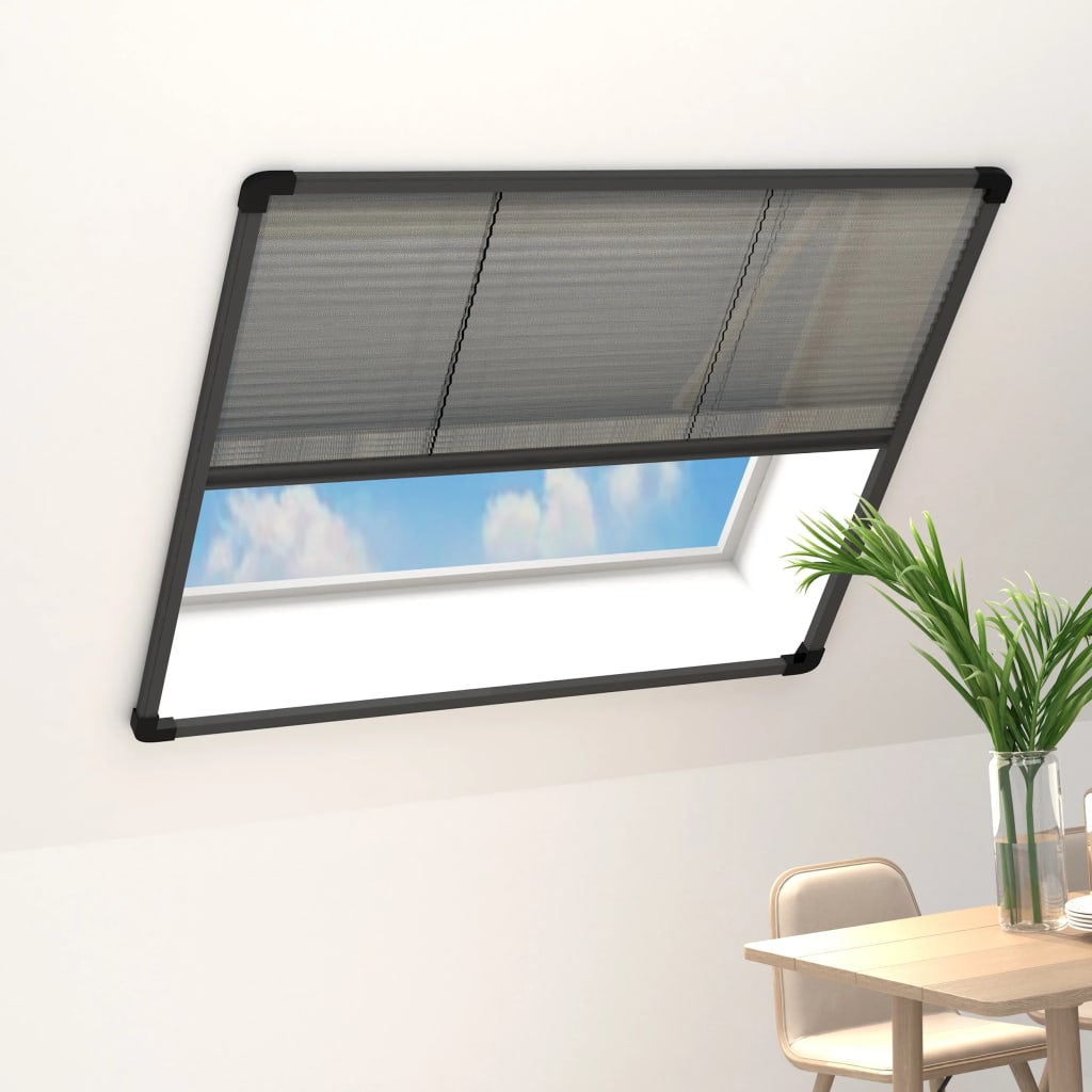 Vidaxl Insect Screen Pleated For Windows Fly Screen Skylight Screen Protection Skylight Pleated Aluminum 120x120cm