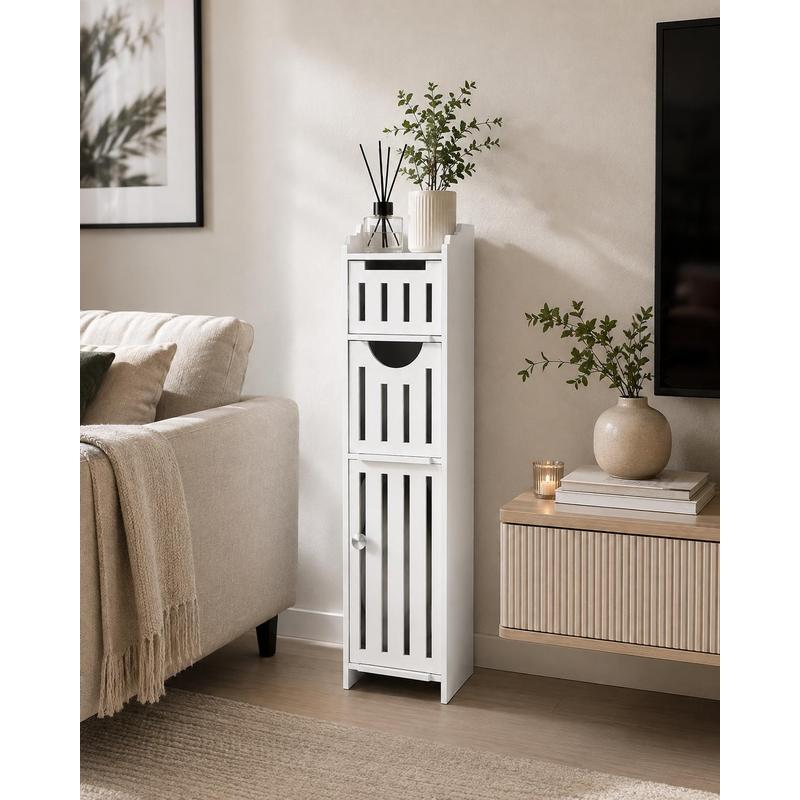 Image of Corner Storage Cabinet, Freestanding Cabinet, Narrow Toilet Paper Holder For Bathroom
