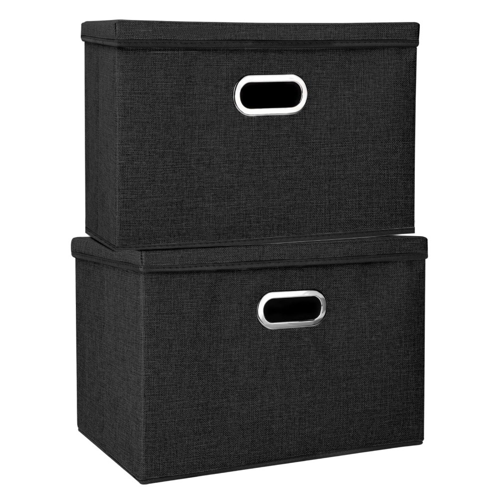 TEMU 2‑er Set faltbare Aufbewahrungsboxen mit Deckel und Griffen, platzsparend, praktische Ordnungshelfer für Schrank und Wohnraum