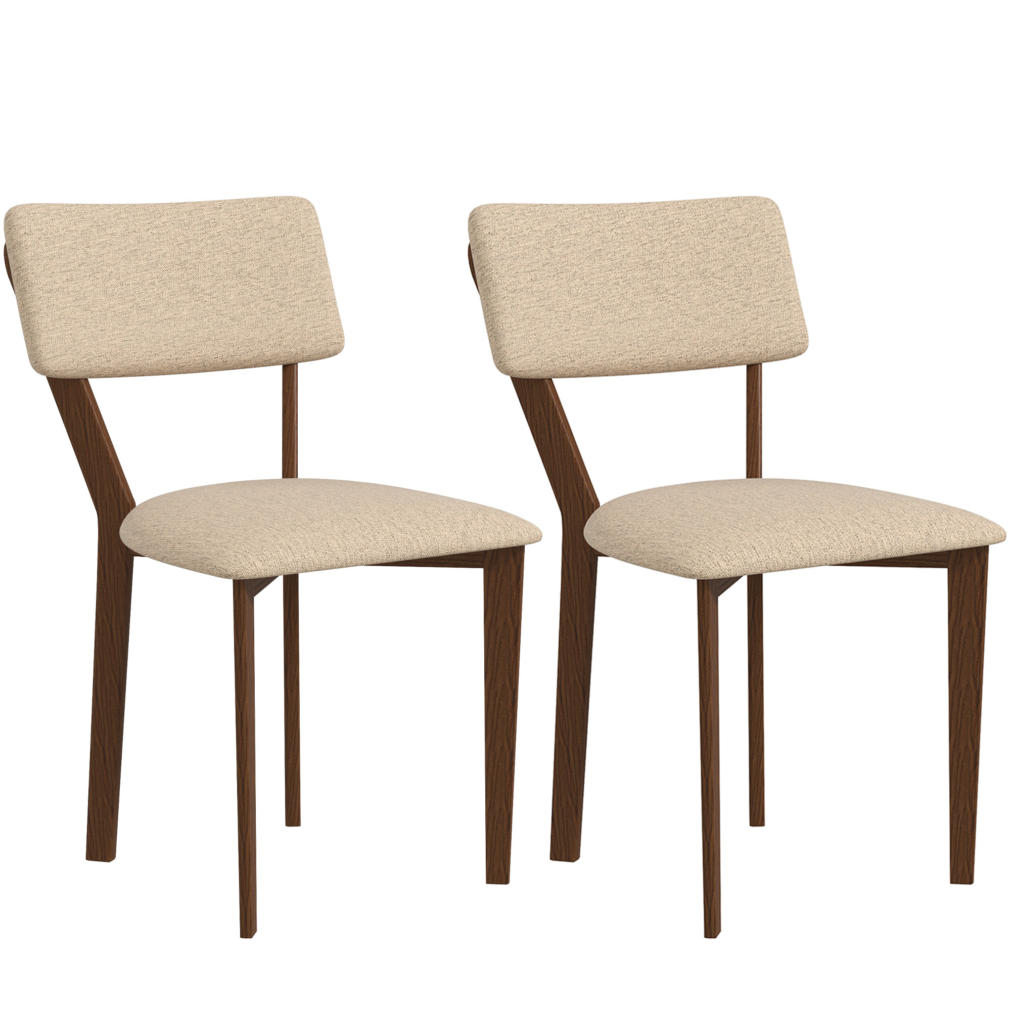 TEMU HOMCOM Lot de 2 chaises salle à manger, chaises de cuisine, accoudoirs, avec , pieds en bois , tissu effet lin, pour salon, salle à manger,