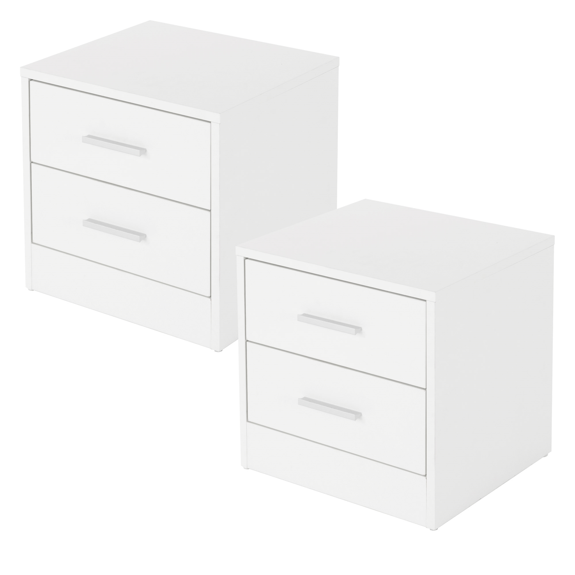 Image of Ml-design Nightstand With 2 Drawers, White, Wooden, 38 X 37 X , Aluminum Handles, Bedside Cabinet, Night Cabinet, Dresser, Night Console, Side Table, Suitable For Any Bed & Bedroom Or Office
