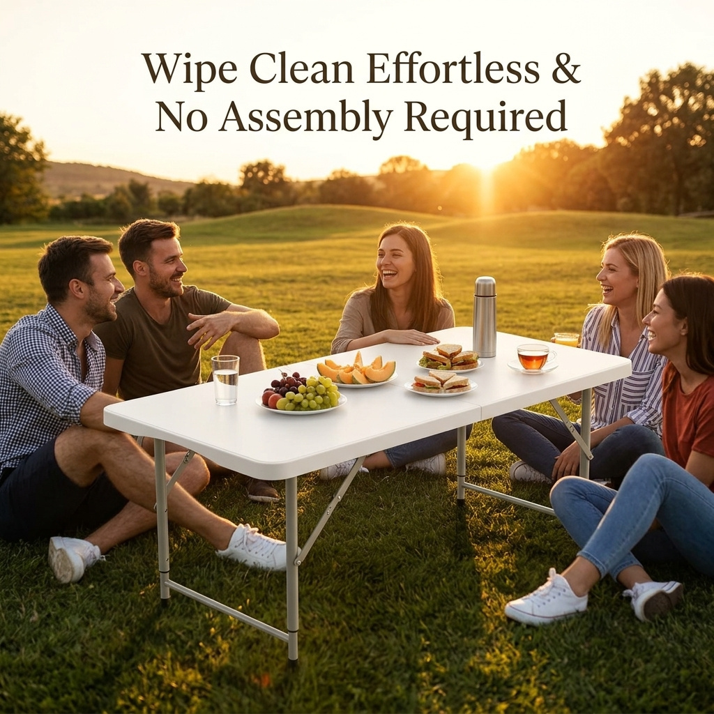 4FT Folding Table/Bench, Portable Plastic Catering Table