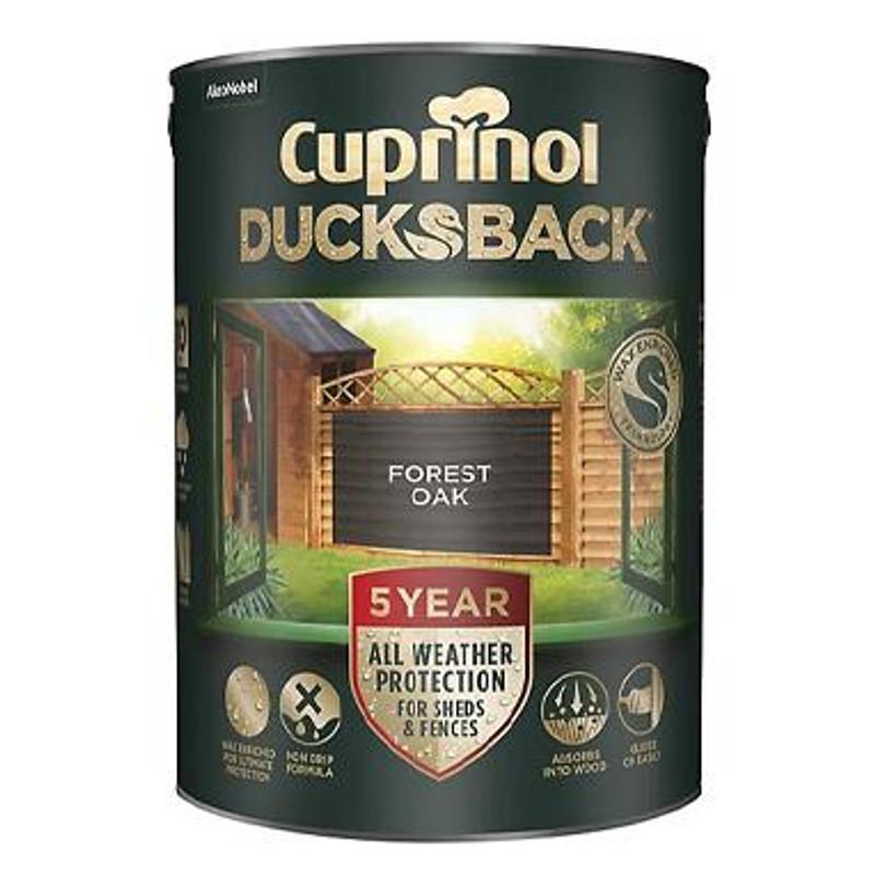 TEMU Cuprinol Ducksback 5y Fence & Shed | Oak | 1 X 5 Litre - 1 Pack Bundle