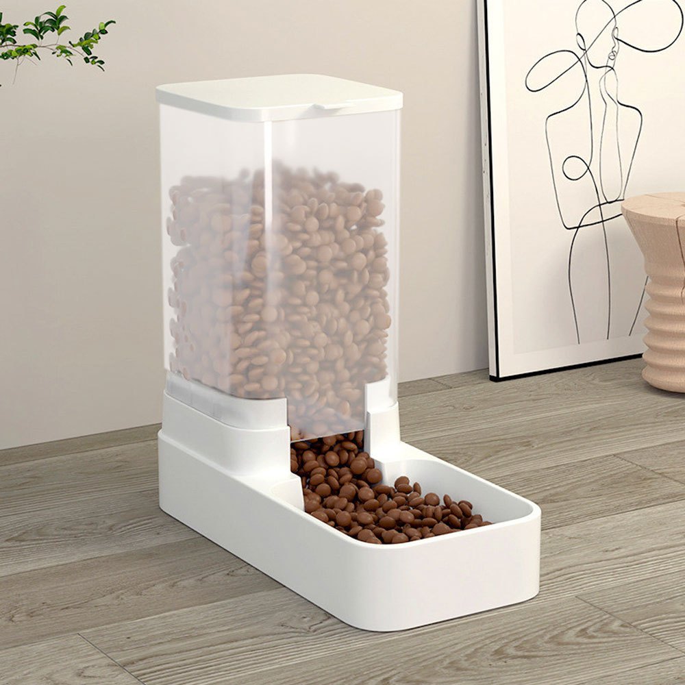 TEMU Pet Feeder Food Dispenser Transparent Pet Feeding Dispenser Dog Food Bowl Cat Feeding Station Large Capacity 2.1kg Feeder For Puppy Kitten