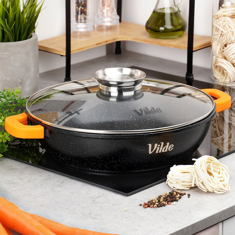 Image of Granite Deep Frying Pan With A Glass Lid Terruna 32 Cm, 4.7 L