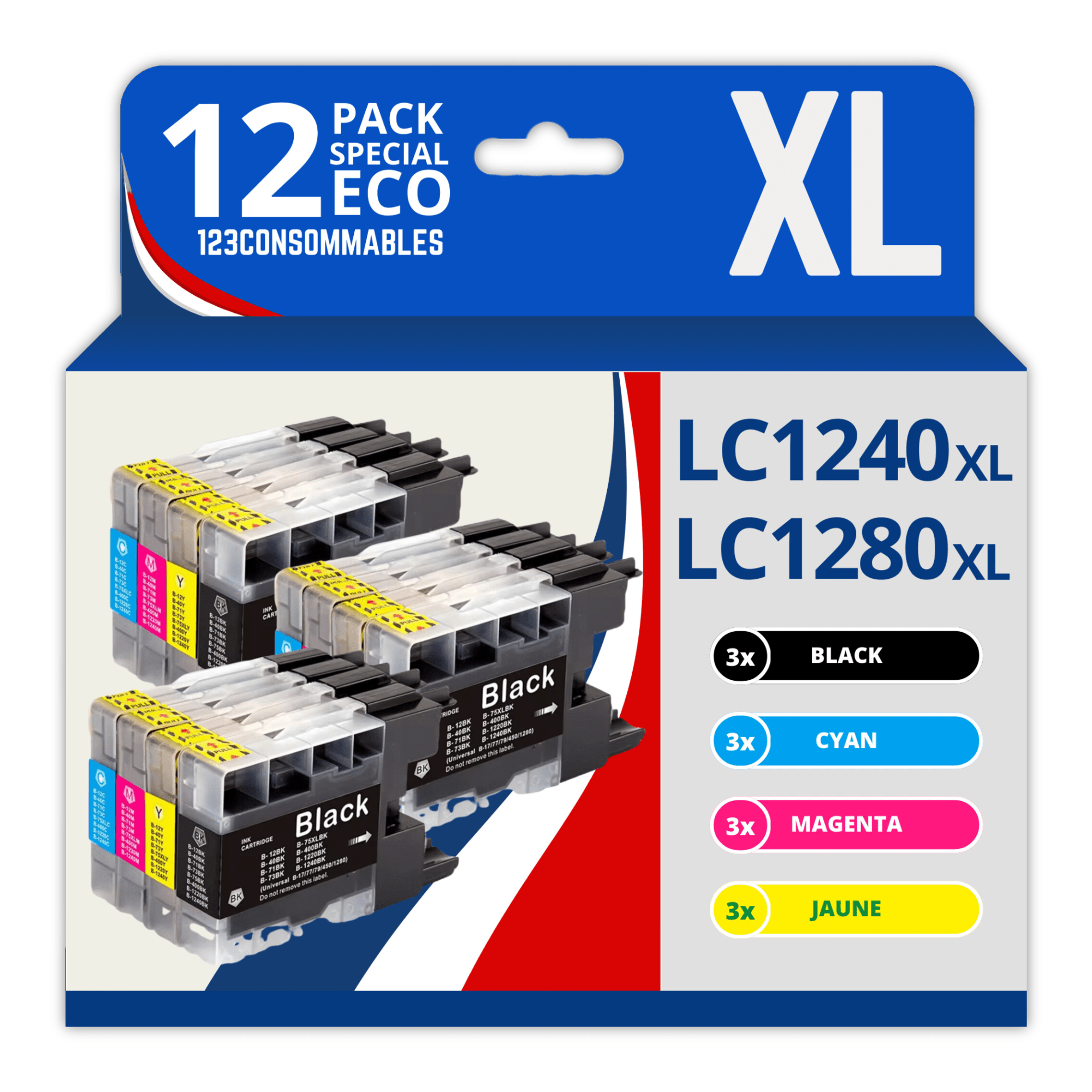 TEMU 123CONSOMMABLES - LC1220/LC1240/LC1280 - Cartouches encre Compatible avec Brother DCP-J725DW DCP-J925DW MFC-J430 MFC-J5910DW MFC-J625DW