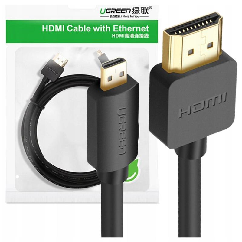 TEMU Câble Micro HDMI vers HDMI - Ugreen HD127 4K 3D, 1,5 m, Noir, Transfert Haute Vitesse, Compatible avec TV, Ordinateurs Portables, Consoles
