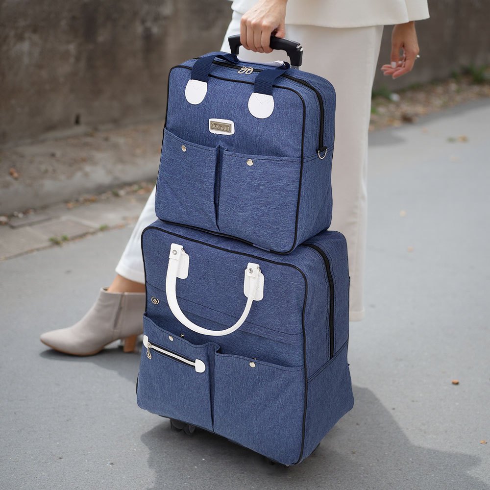 TEMU Lightweight Suitcase Set, 2pcs Rolling Carry - On Luggage Set With Smooth Wheels, Travel Duffel Bag, Stylish Travel Suitcase And Matching