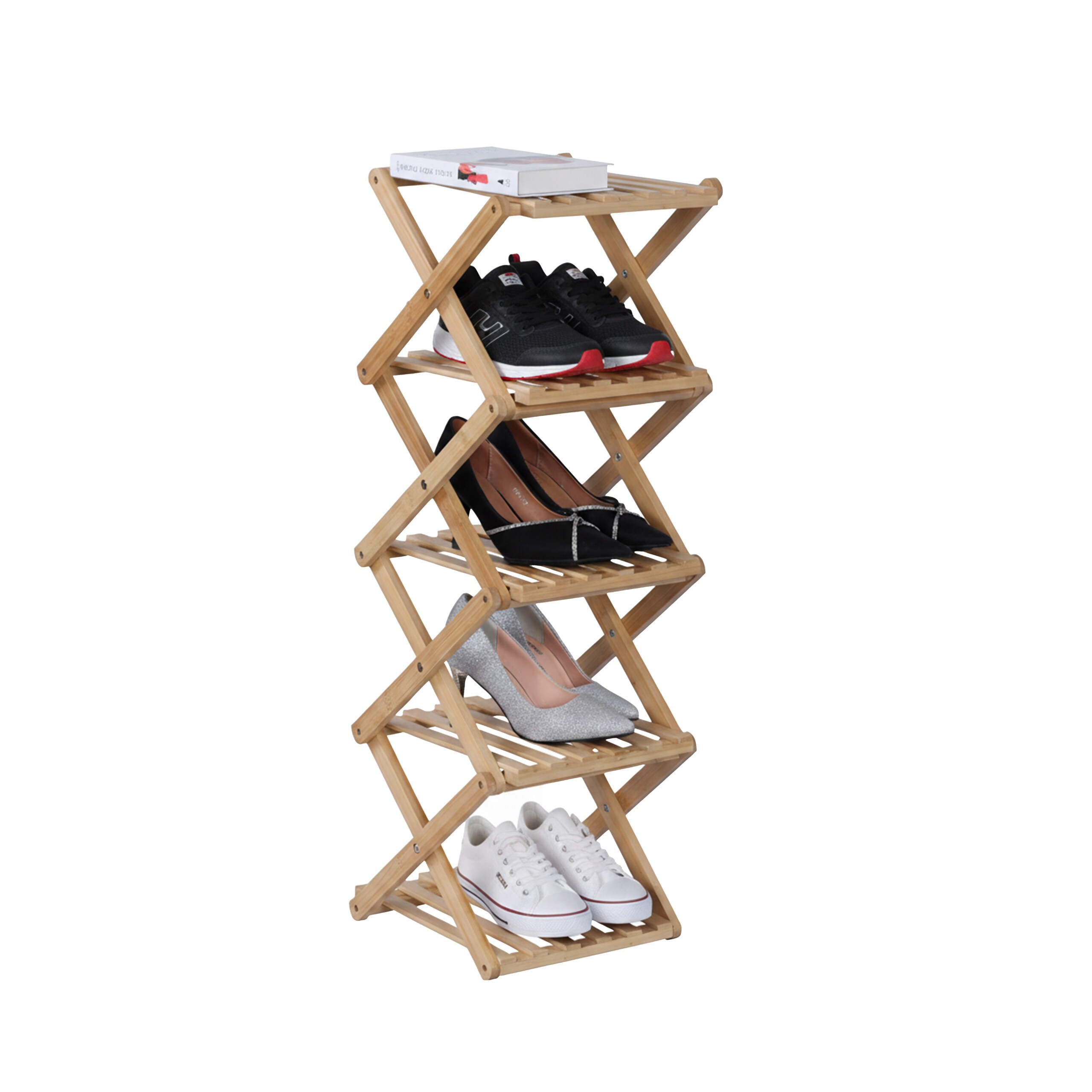 Natural Shoe Rack - (w)28 X (h)84 X (d)28 Cm