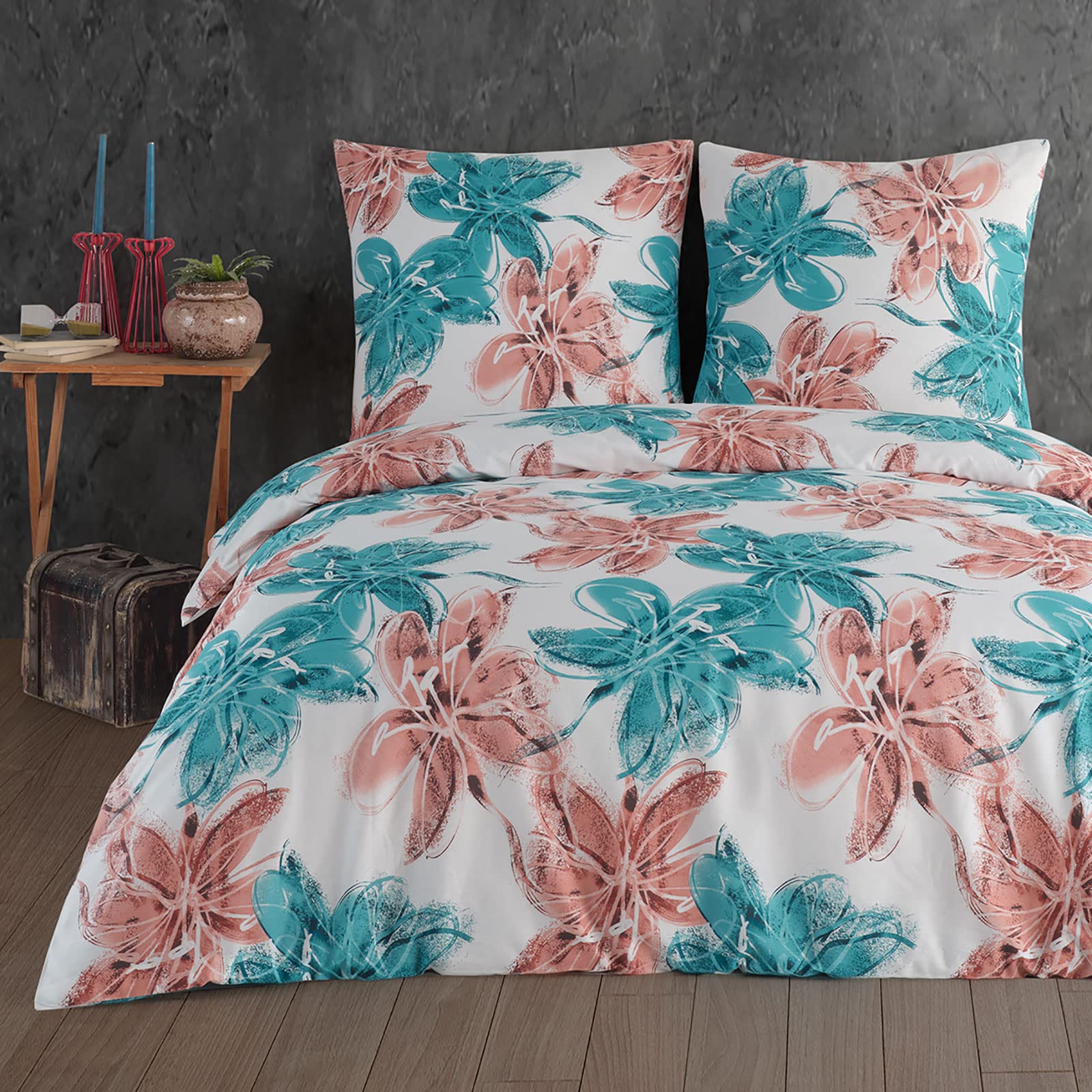 Image of Buymax® 100% Cotton Bedding Set, 2-3 Piece Duvet Cover Set With 1-2 Pillowcases 80x80cm, -tex Reinforced Duvet Cover Set With Zipper