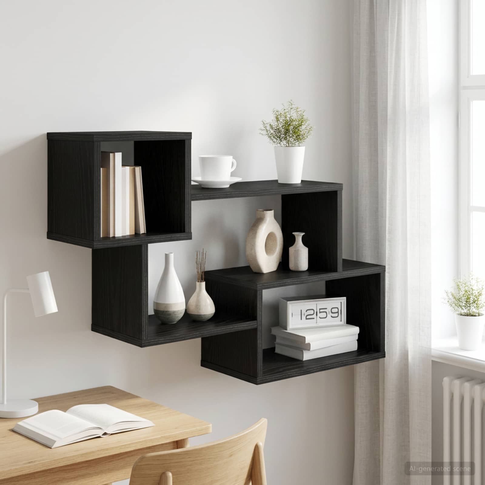 Image of Floating Shelf Wall Storage Home Shelving System Living Room -saving Shelf Modern Home Storage Room Organizer Indoor Wall Shelf Display Shelf Rectangular Shelves