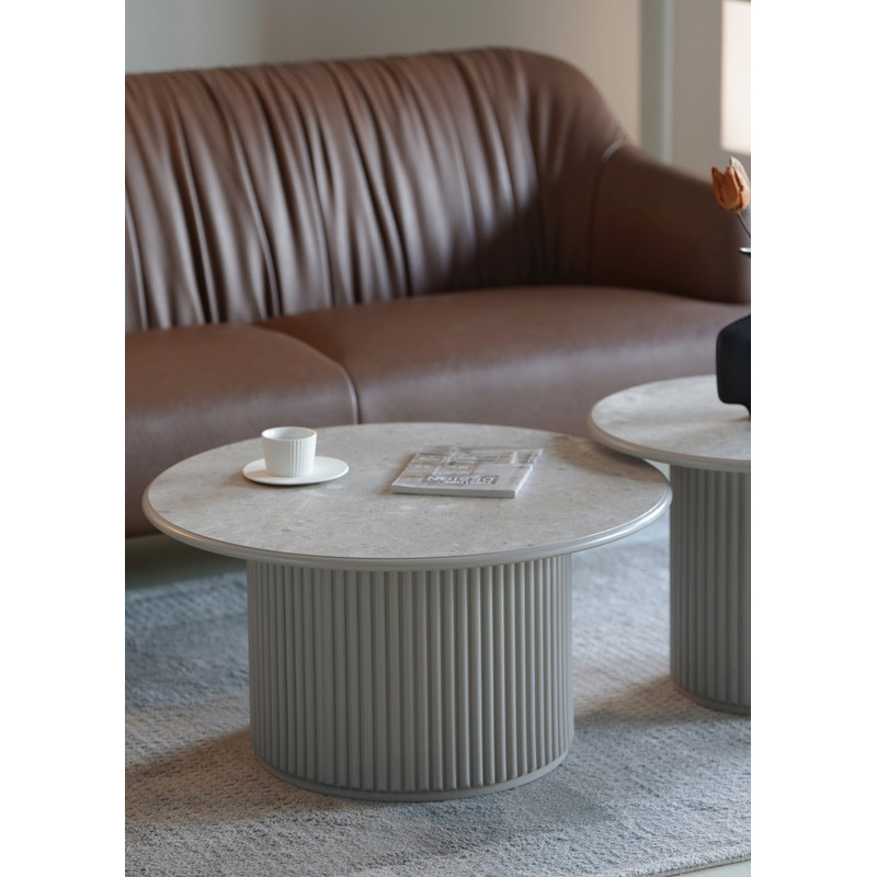 Image of Round Coffee Table Roma 80cm Grey Modern Round For Living Room Decorative Ornamental For Types Of