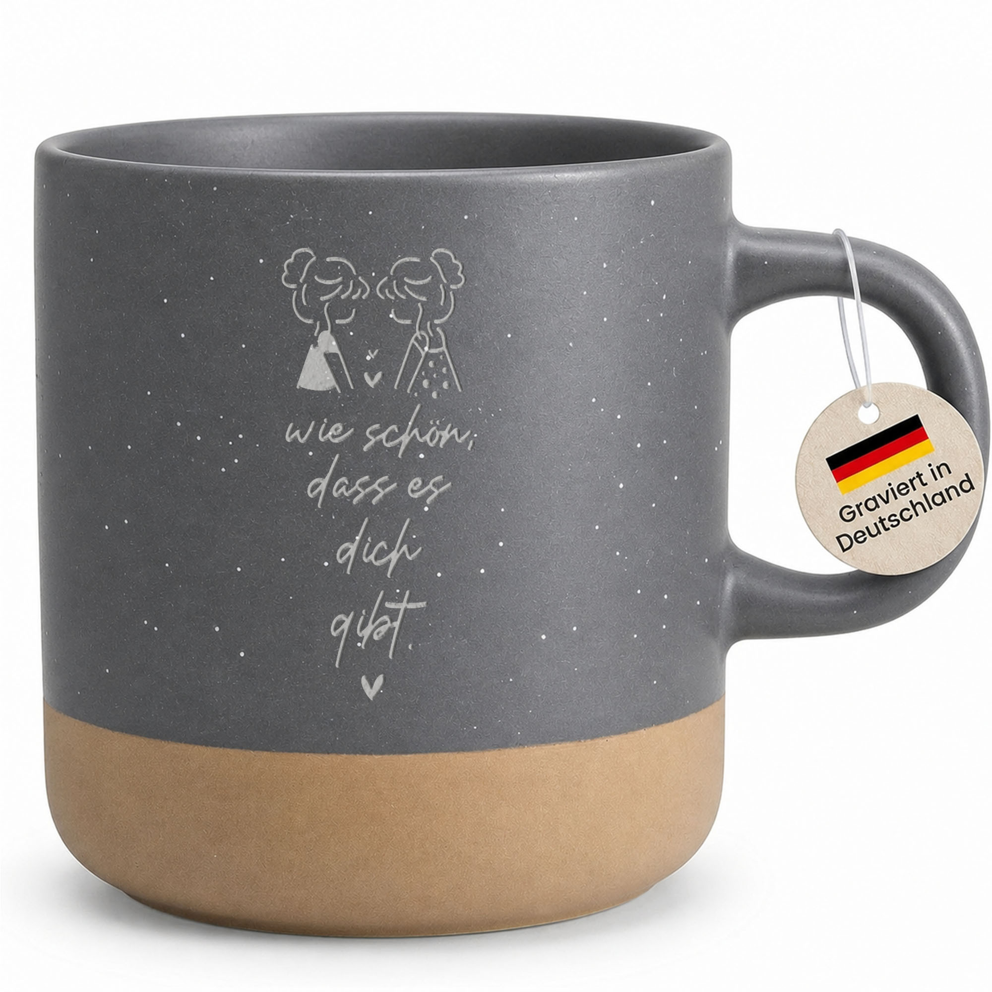 Image of Girlfriend Cup Engraving Coffee Cup With ' That You Exist' Quote, Gift For Best Friend Birthday Christmas Cup For Women, Girls Stoneware Grey - Handle Left