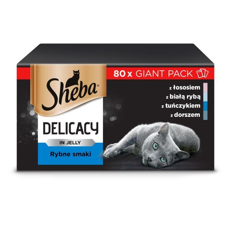 Image of Sheba Wet Cat Food Fish Flavors 85 G X 80